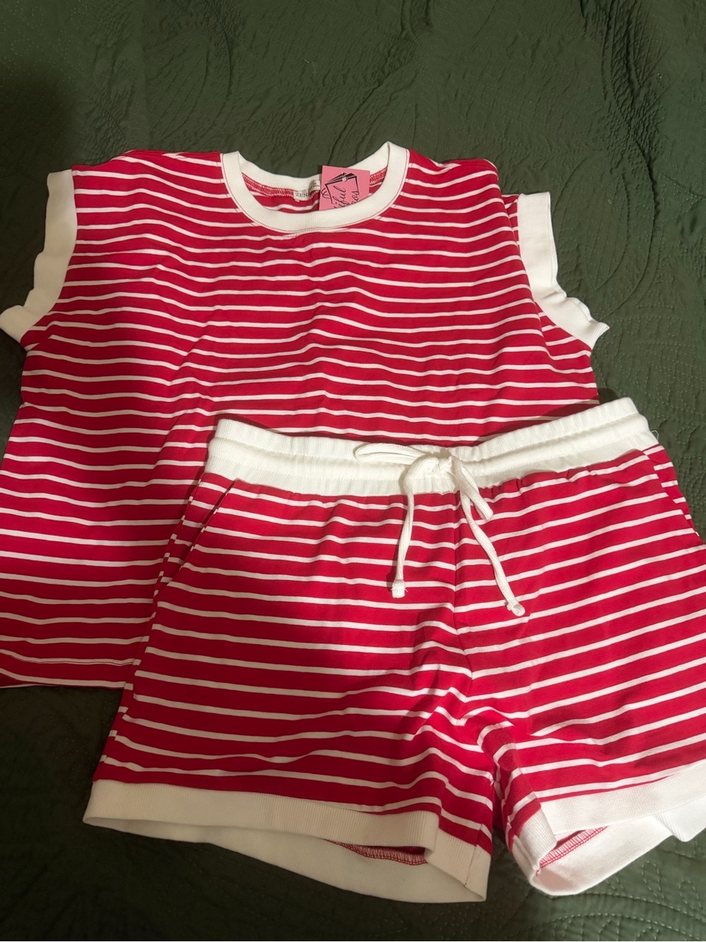 Zenana Outfitters Red and White Striped Tee